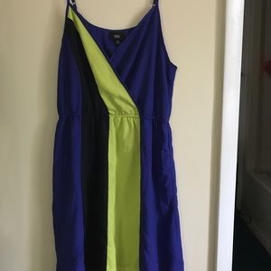 Satin color block dress- Large